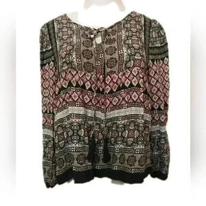 Wild Blue by Sadie Robertson, Peasant Top, Black, Pink, White, Size M